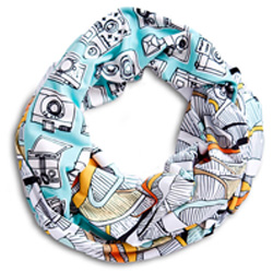 Infinity scarf made using Spoonflower fabric