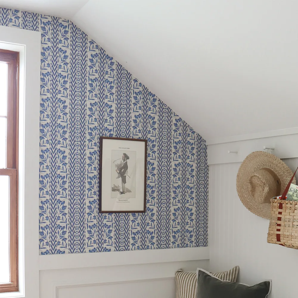 Floral stripes wallpaper in a hall space.