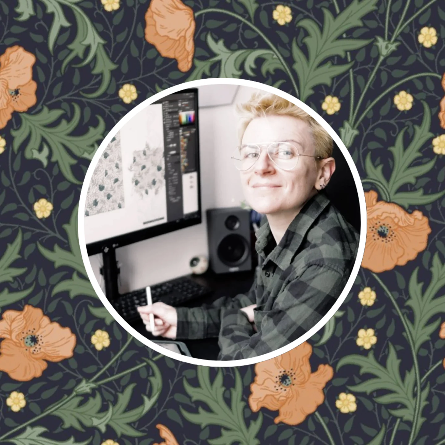 A headshot of Gaia Azzaroli in front of one of their designs.