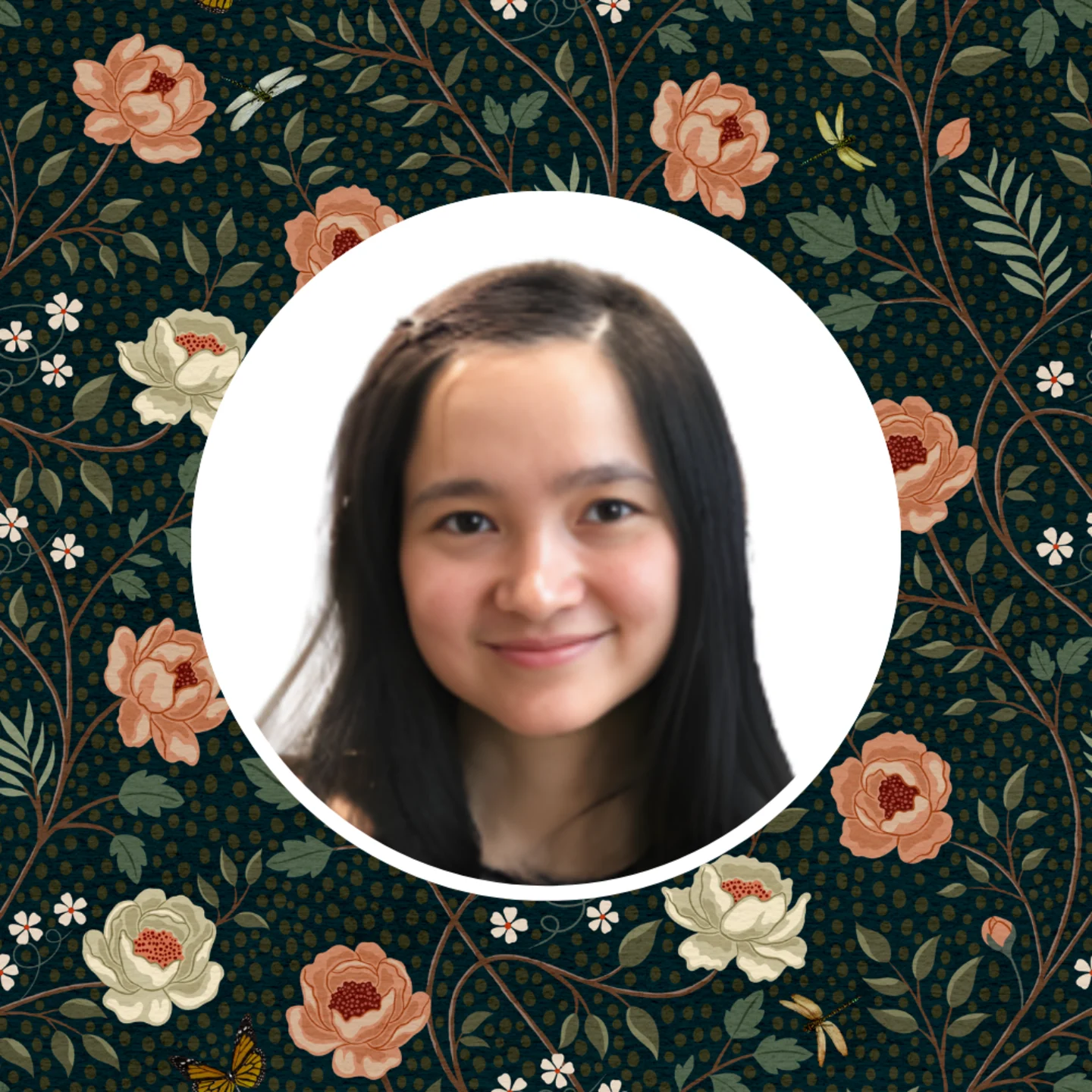 Loan Tran in front of one of her floral designs