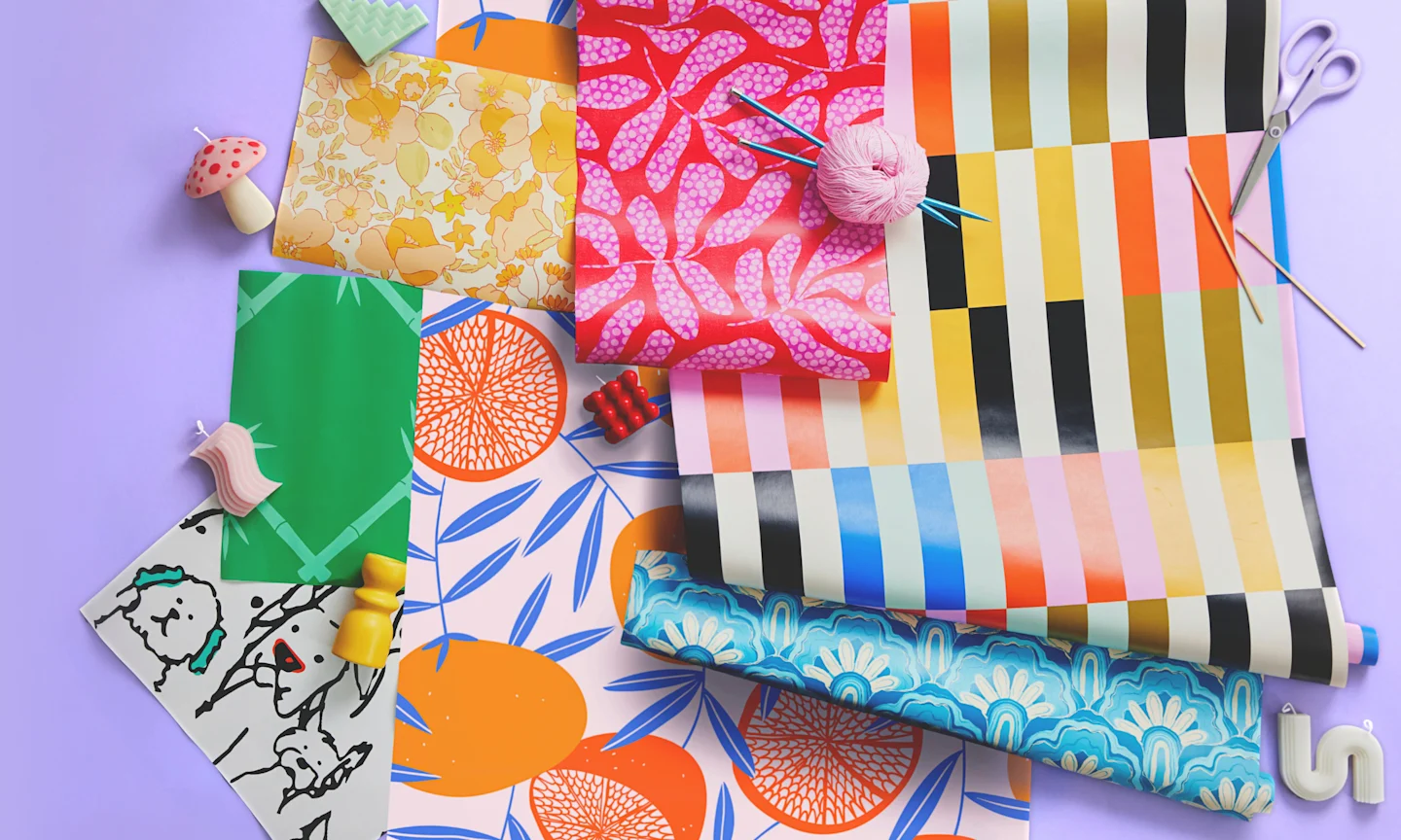 Colorful wallpaper rolls