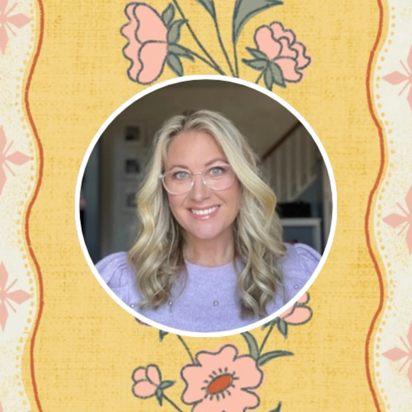 Tanya Brown in front of one of her plaid designs